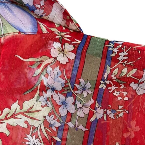 Chi Sheer Floral Print Button Down Shirt - Picture 3 of 6